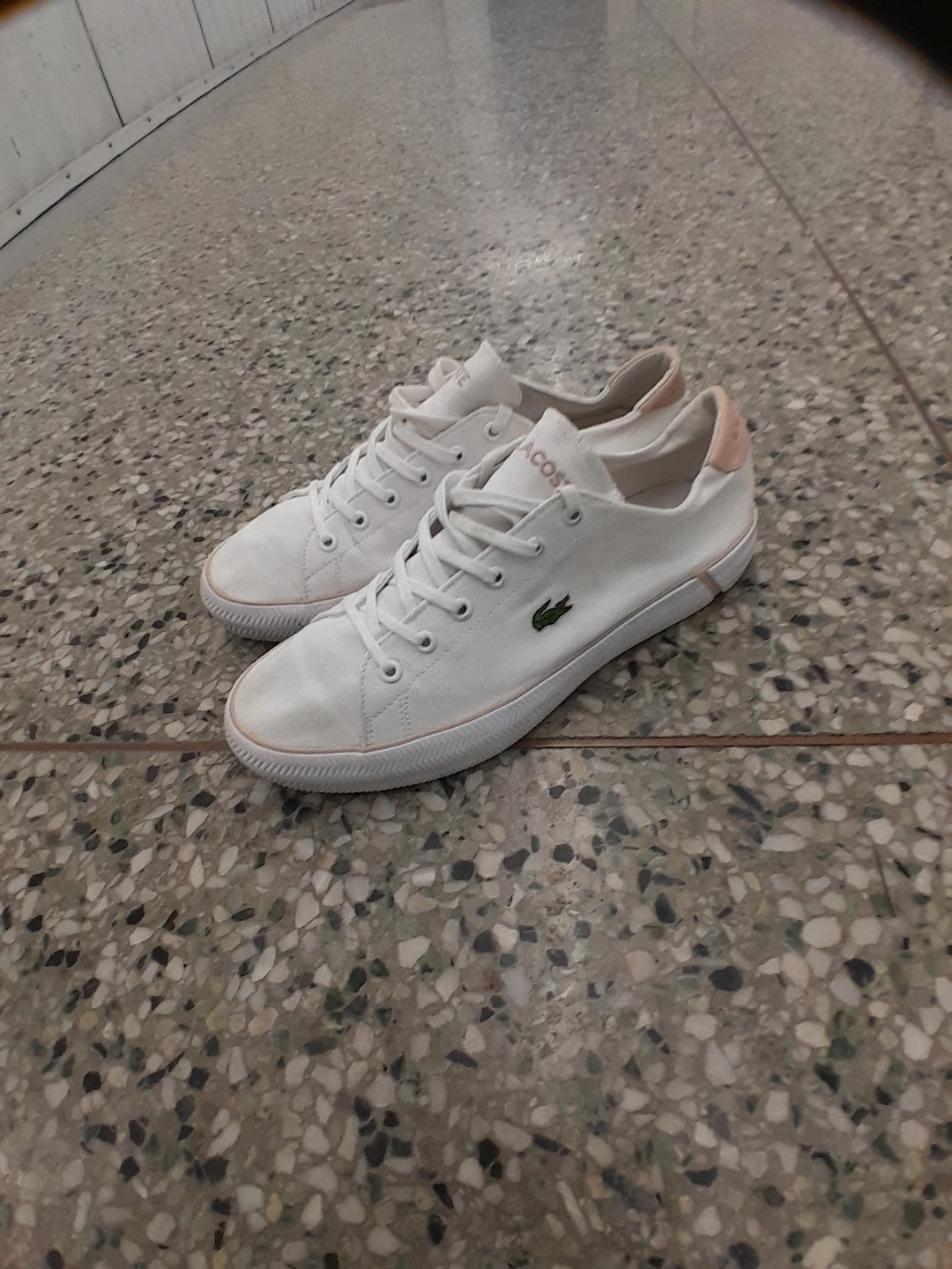 White Lacoste Canvas Sneakers Women's Size 8 - photo 5