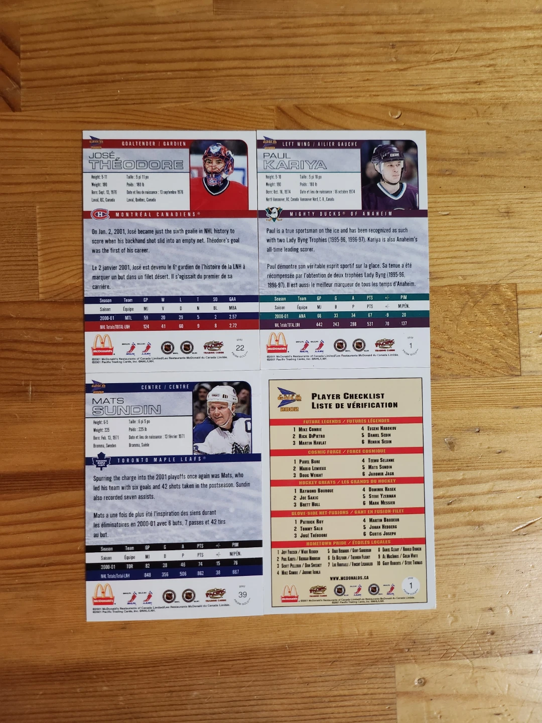 2002 McDonald's Pacific Prism Gold NHL Hockey Trading Cards - photo 2