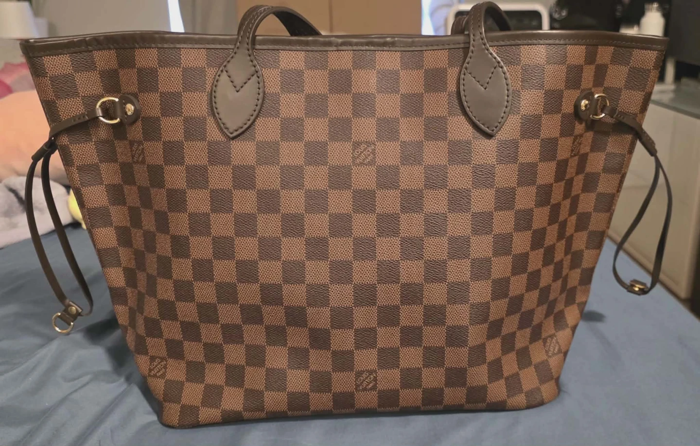 Louis Vuitton Damier Azur Neverfull MM Tote Bag