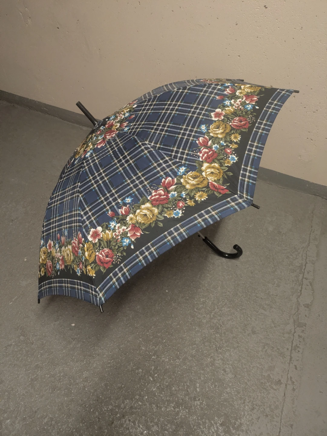 Plaid Floral Umbrella