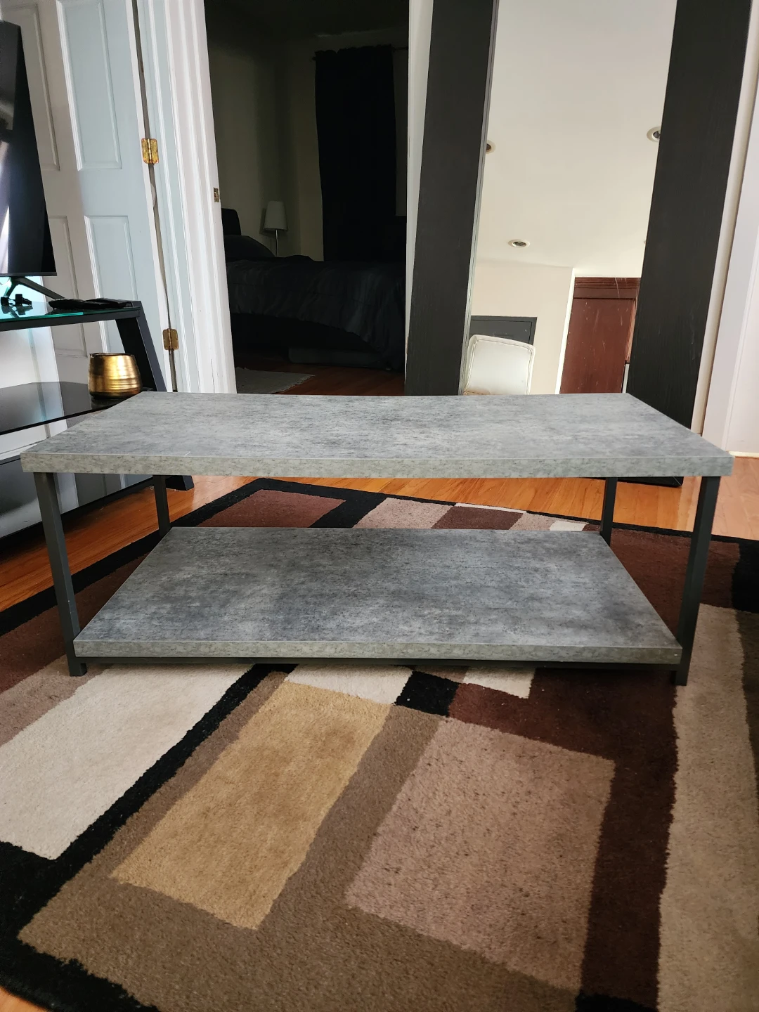 Jamestown Rustic Slate Concrete Coffee Table with Storage Shelf