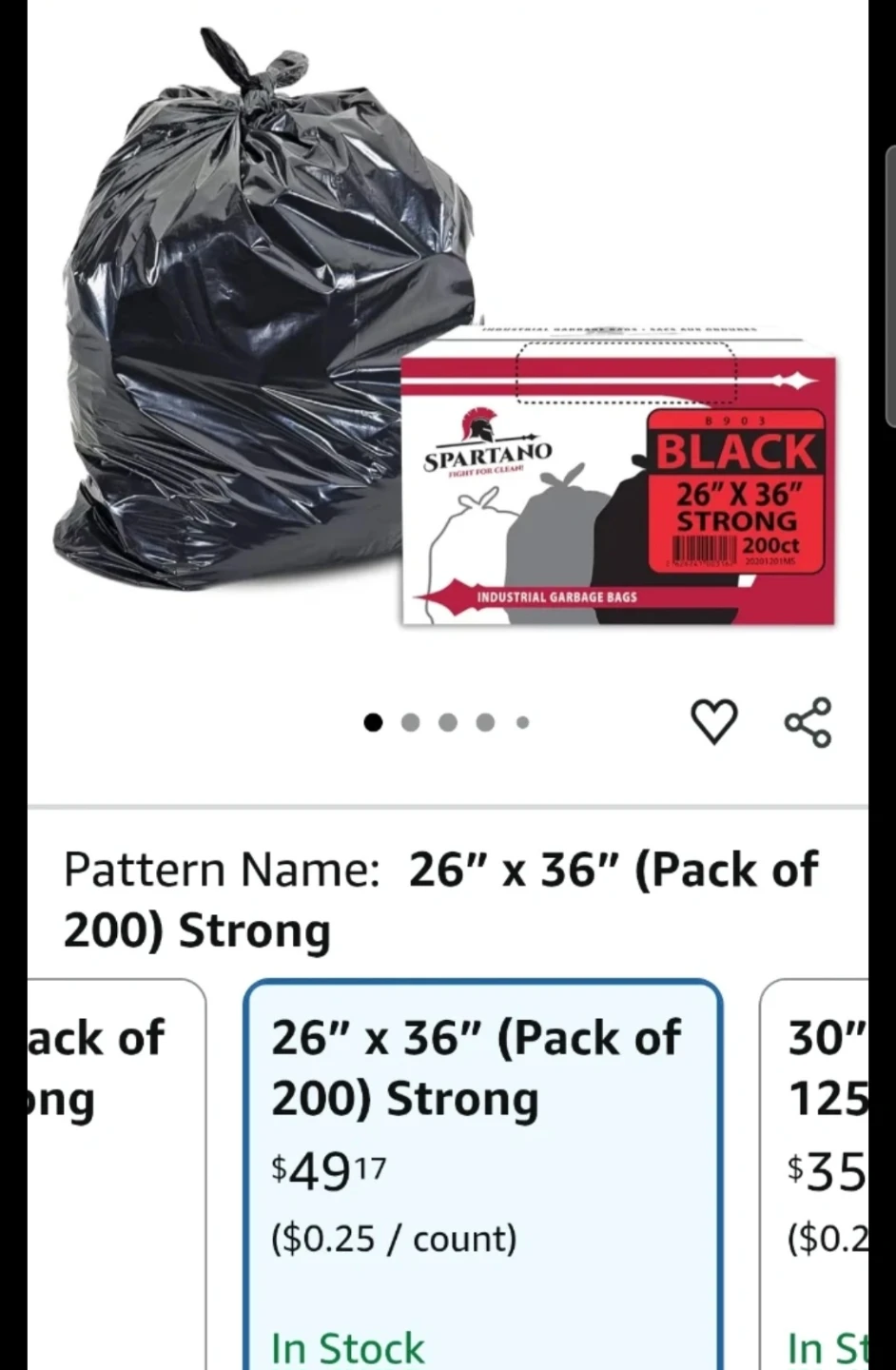 Spartano Black Industrial Garbage Bags 26" x 36" (200 ct)