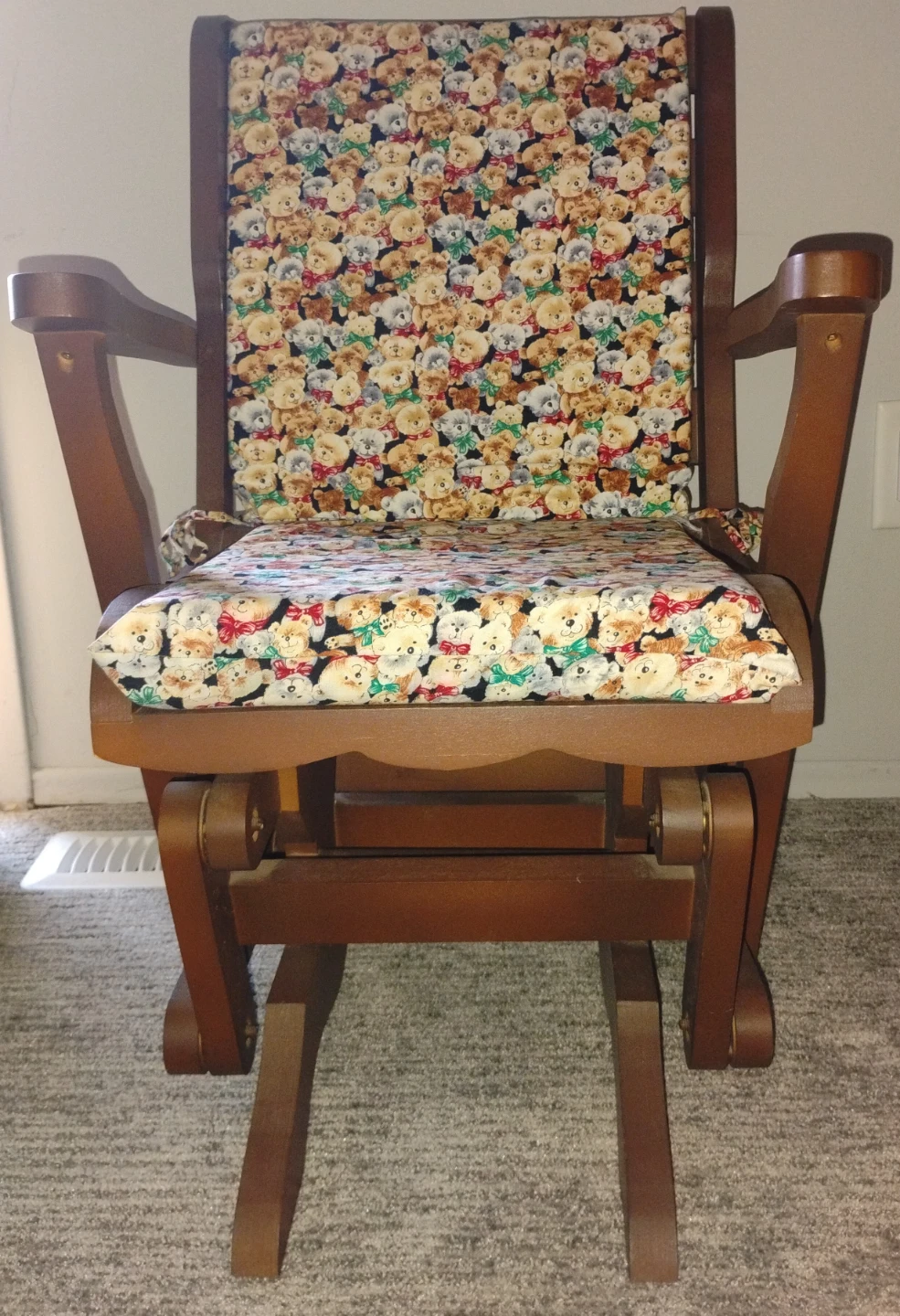 Glider Rocking Chair with Teddy Bear Fabric