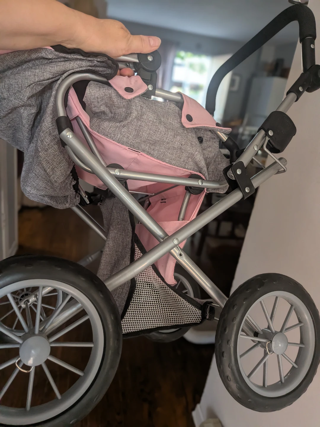 Pink and Grey SMALL Baby/Pet/Doll Stroller - photo 2