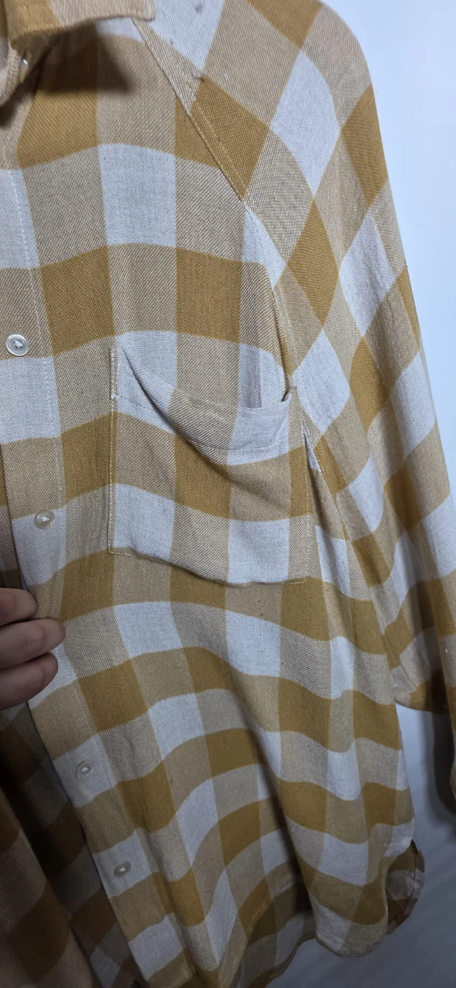 WILFRED FREE Yellow and White Buffalo Plaid Button-Up Shirt - photo 5