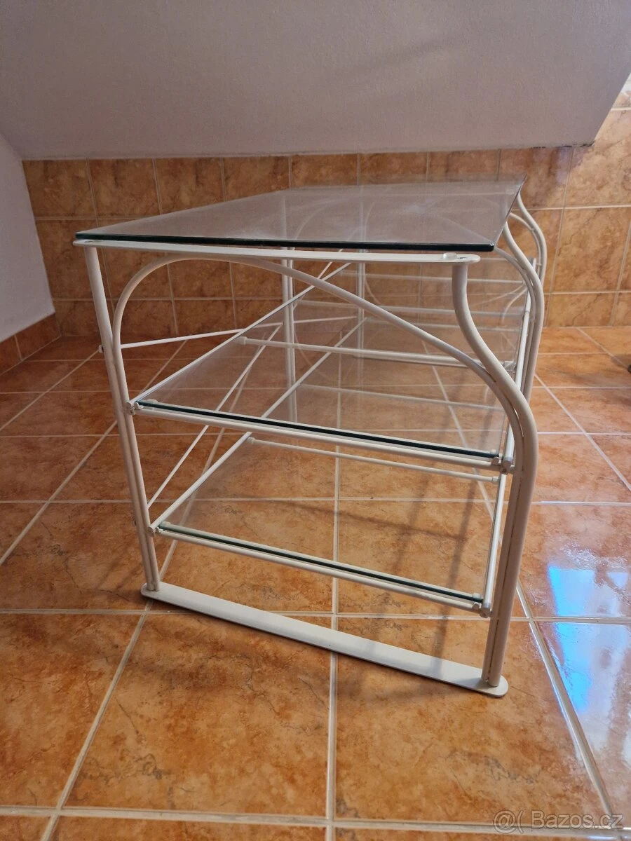 White metal and glass media console - photo 3