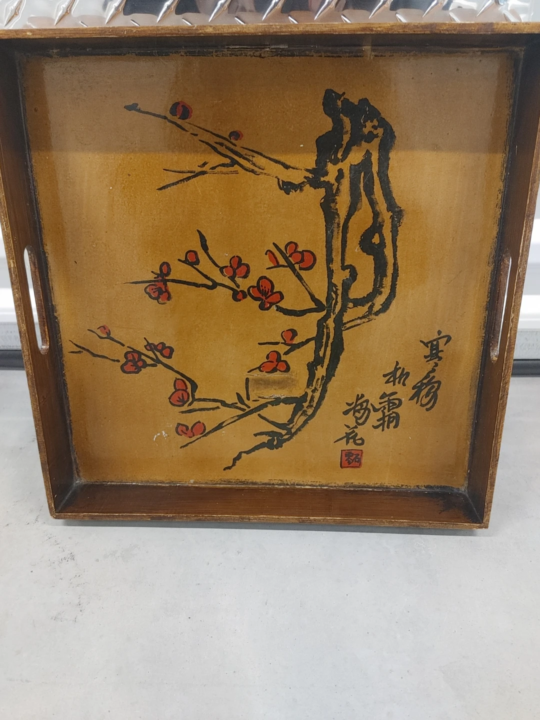 Vintage Hand-Painted Wooden Tray