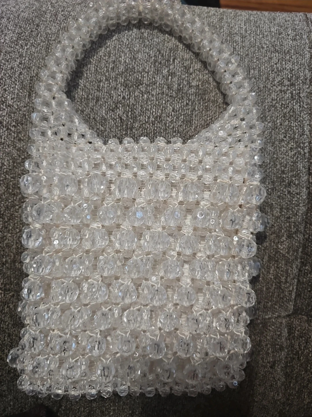 Vintage Clear Beaded Top Handle Handbag