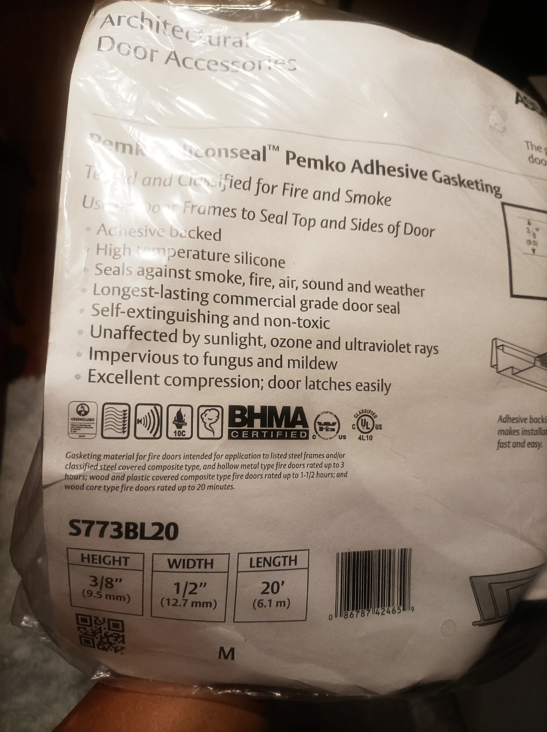 Pemko Silconseal Adhesive Gasketing for Fire and Smoke Doors - photo 4