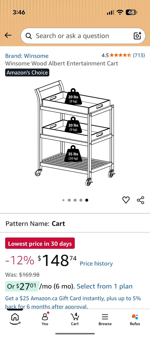 Winsome Wood Entertainment Cart - photo 3