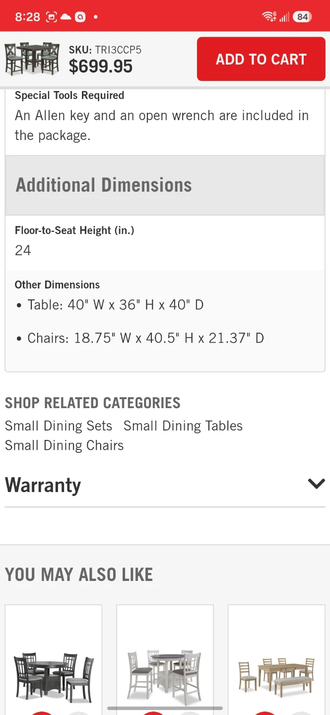 Dinning table plus four chairs