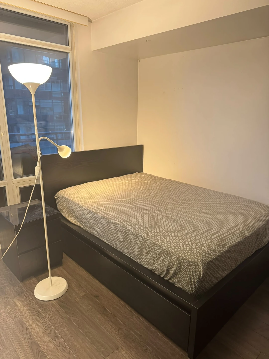Ikea Malm Wood full Bed Frame with Storage and night stand