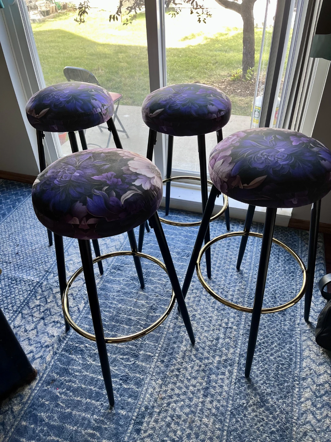 Set of 4 Bar Stools - Floral Pattern - photo 4