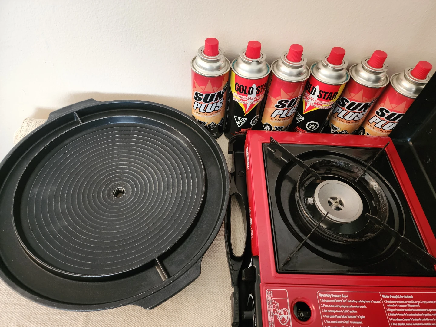 Portable Butane Gas Stove + Grill Pan Set