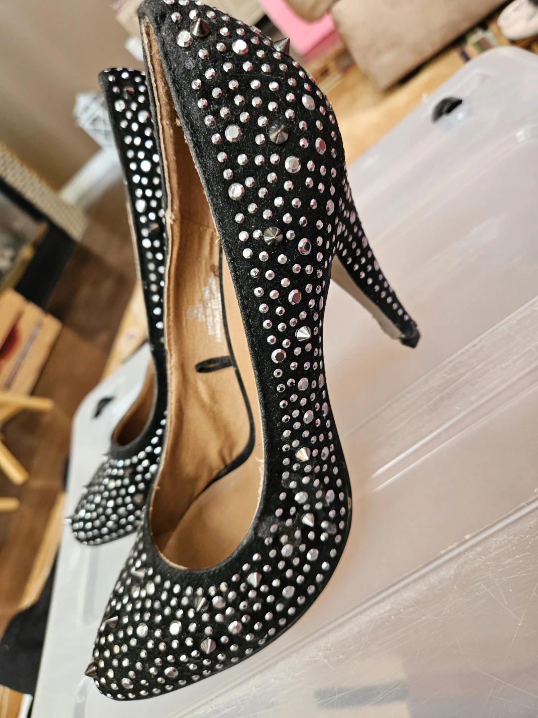 Black Studded High Heels size 9