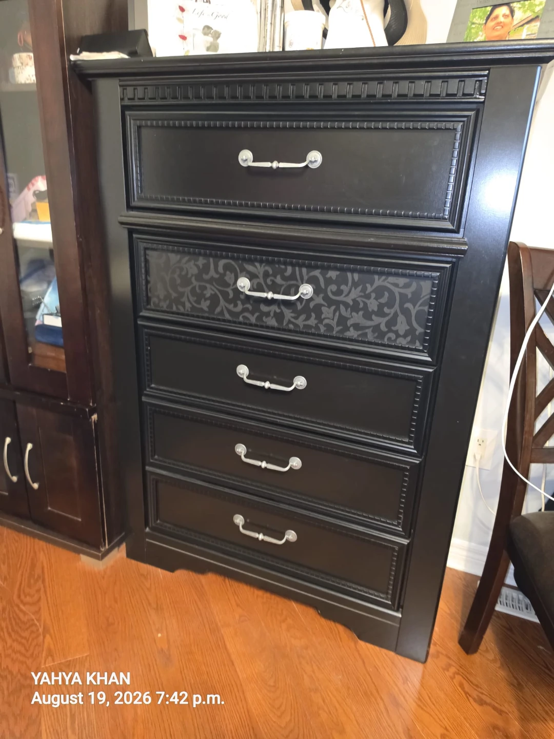 Bed frame with Black Nightstand and 2 Drawers - photo 2