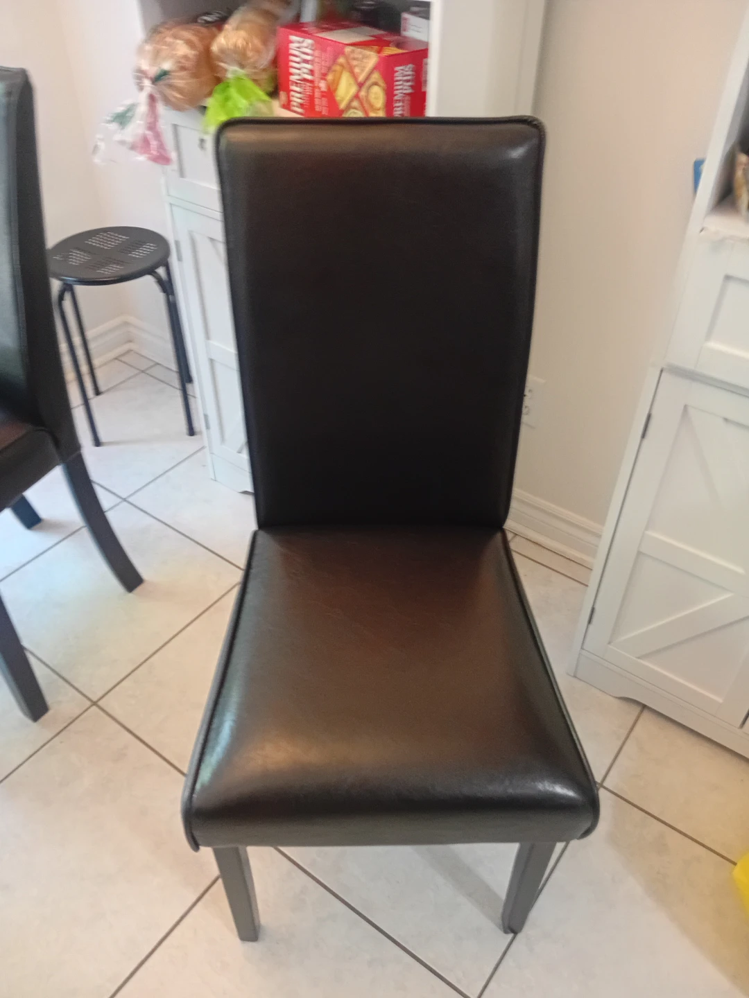 Solid wood black table and 4 upholstered chairs - photo 4