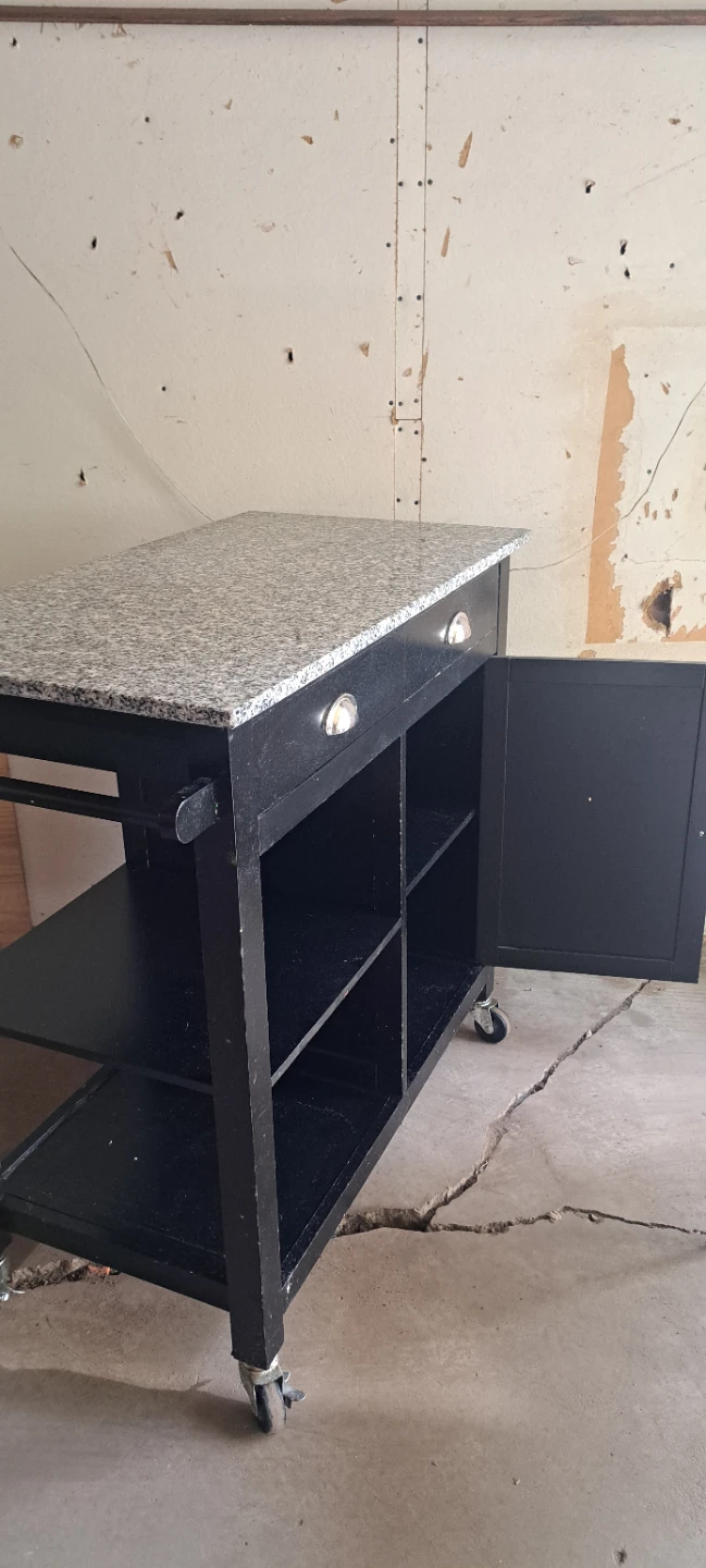 Black Kitchen Island Cart with Granite Top - photo 3