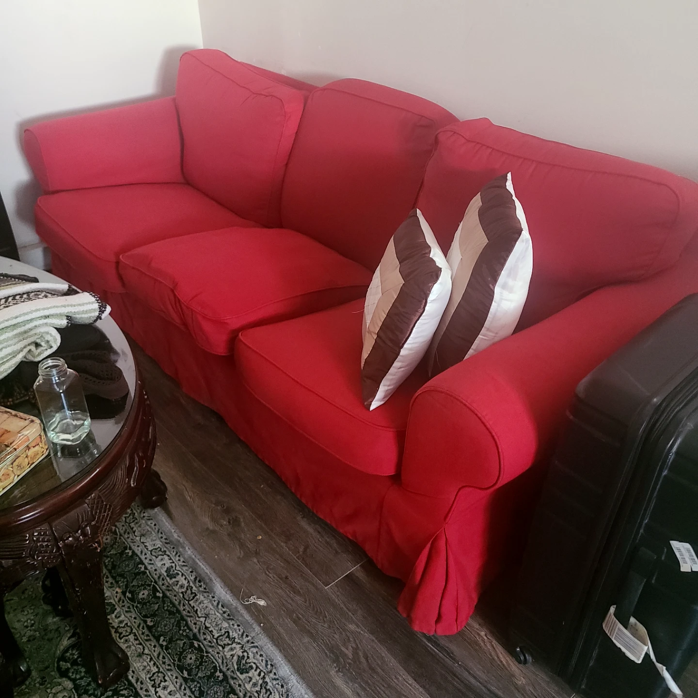 Red Three-Seater Sofa
