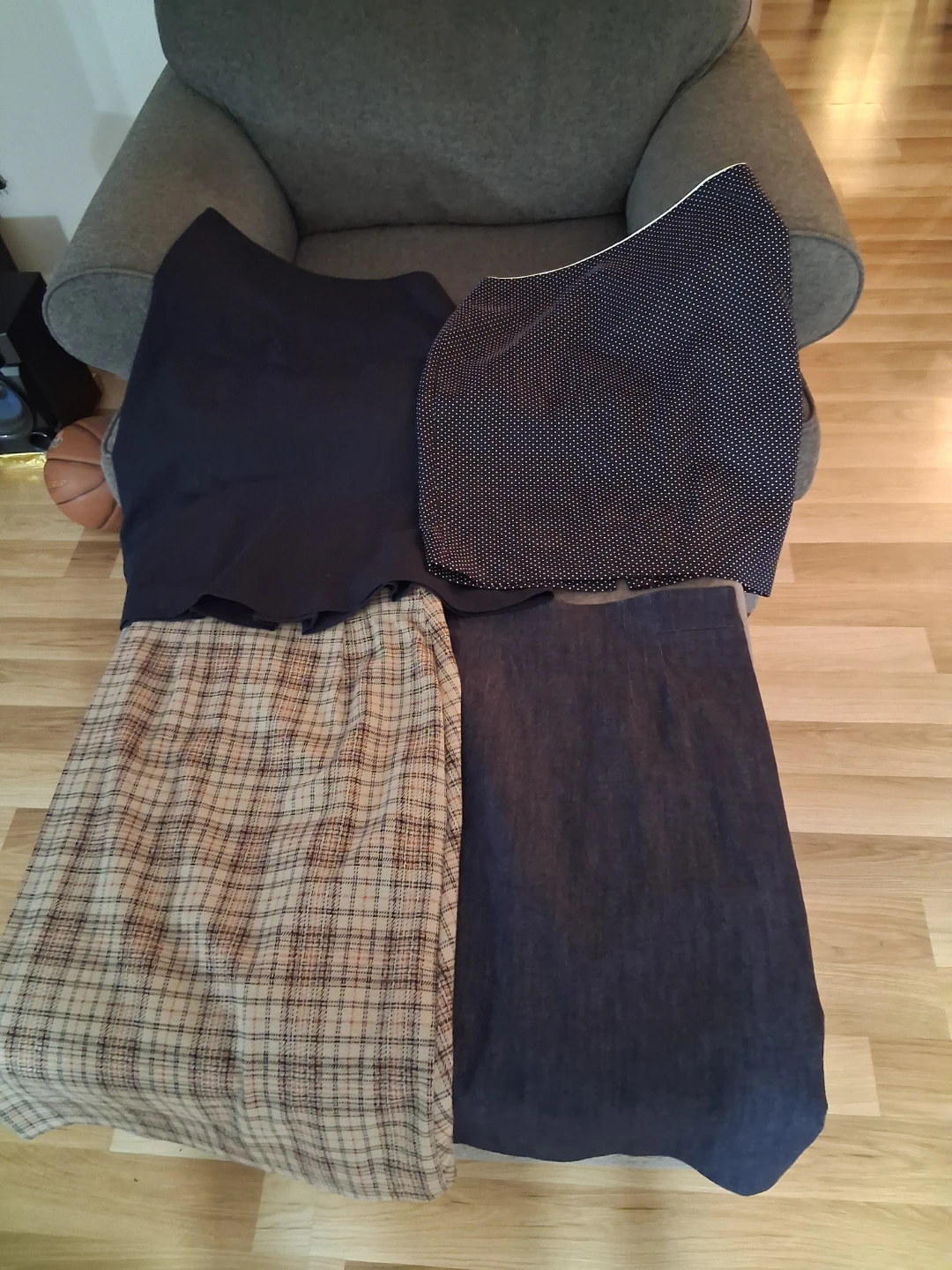 Women's Skirt Bundle - Plaid, Polka Dot, and Solid Navy