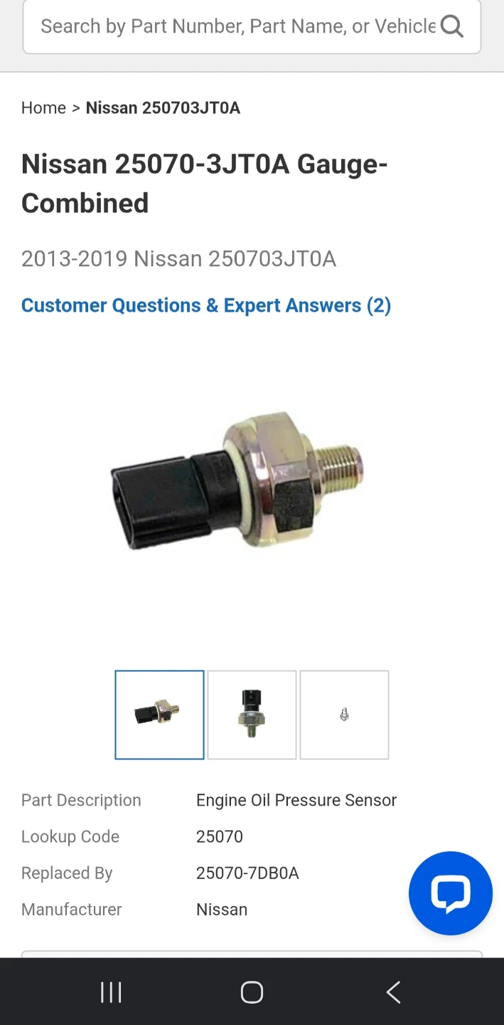 Nissan Oil Pressure Sensor 25070-3JT0A - photo 2