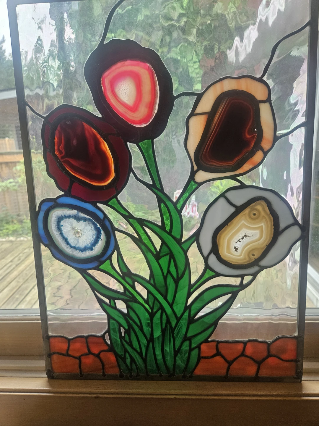 Stained Glass Agate Flower Suncatcher - photo 4