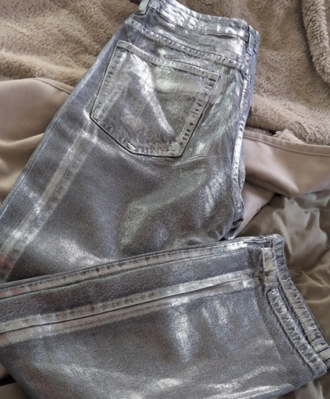 Metallic silver denim jeans sz 28 - photo 2