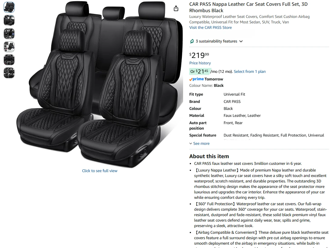 Leather Car Seat Covers Full Set Brand New in Box - photo 2
