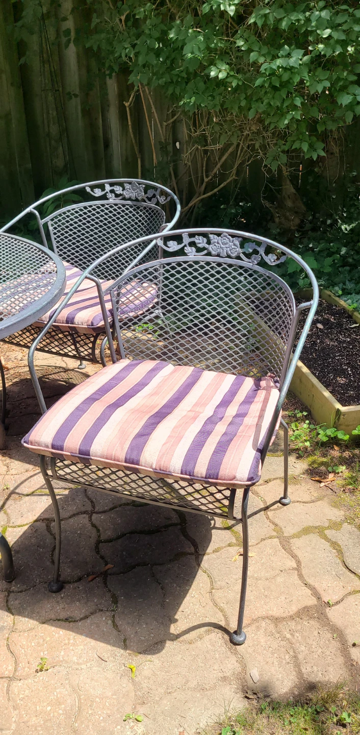Wrought Iron Patio Set - Table, 4 Chairs, Pads Umbrella, Base - photo 2