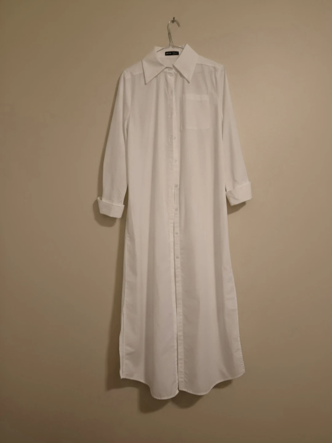 White Button-Up Maxi Shirt Dress