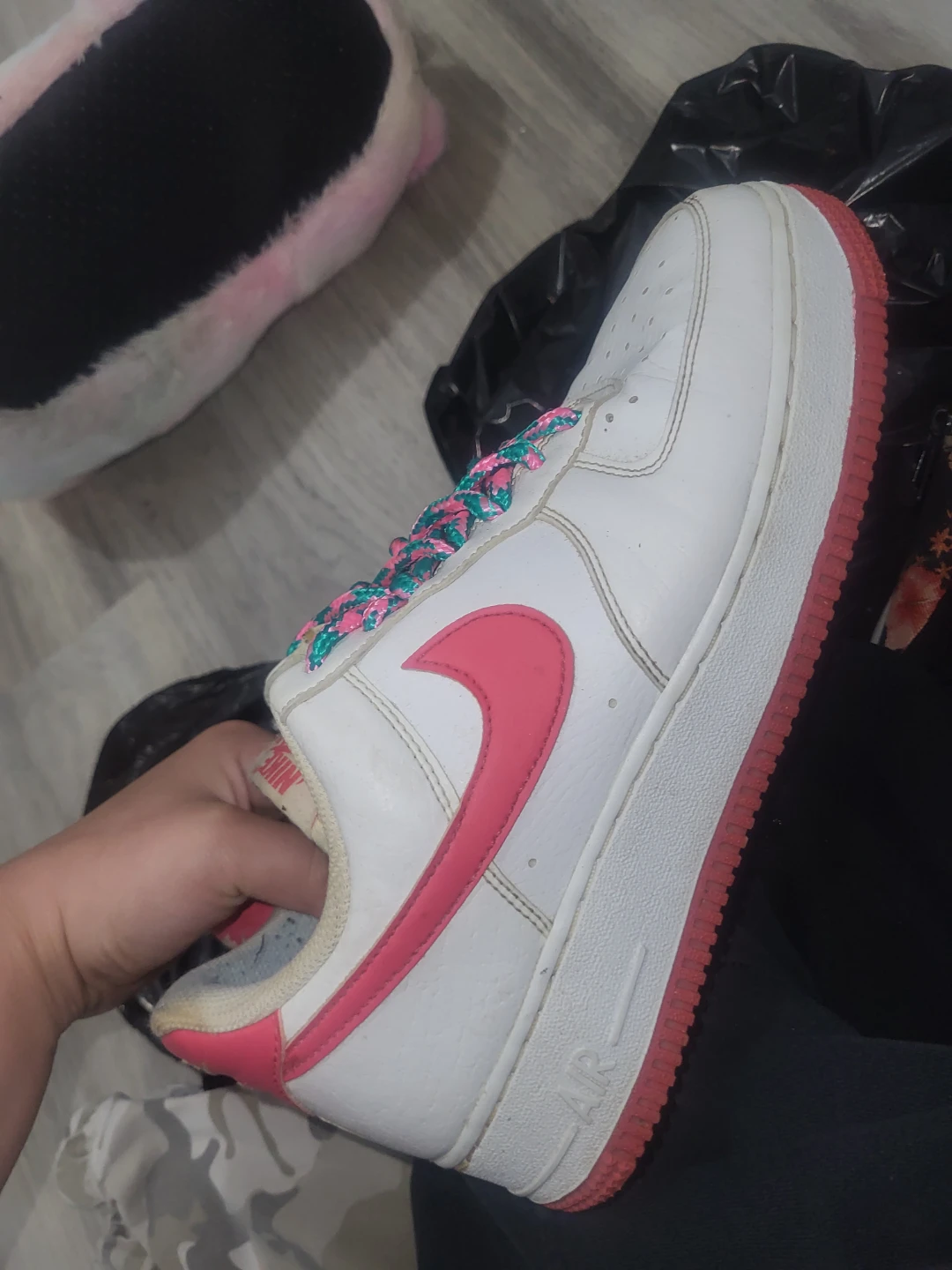 Nike Air Force 1 White Pink/Green Laces
