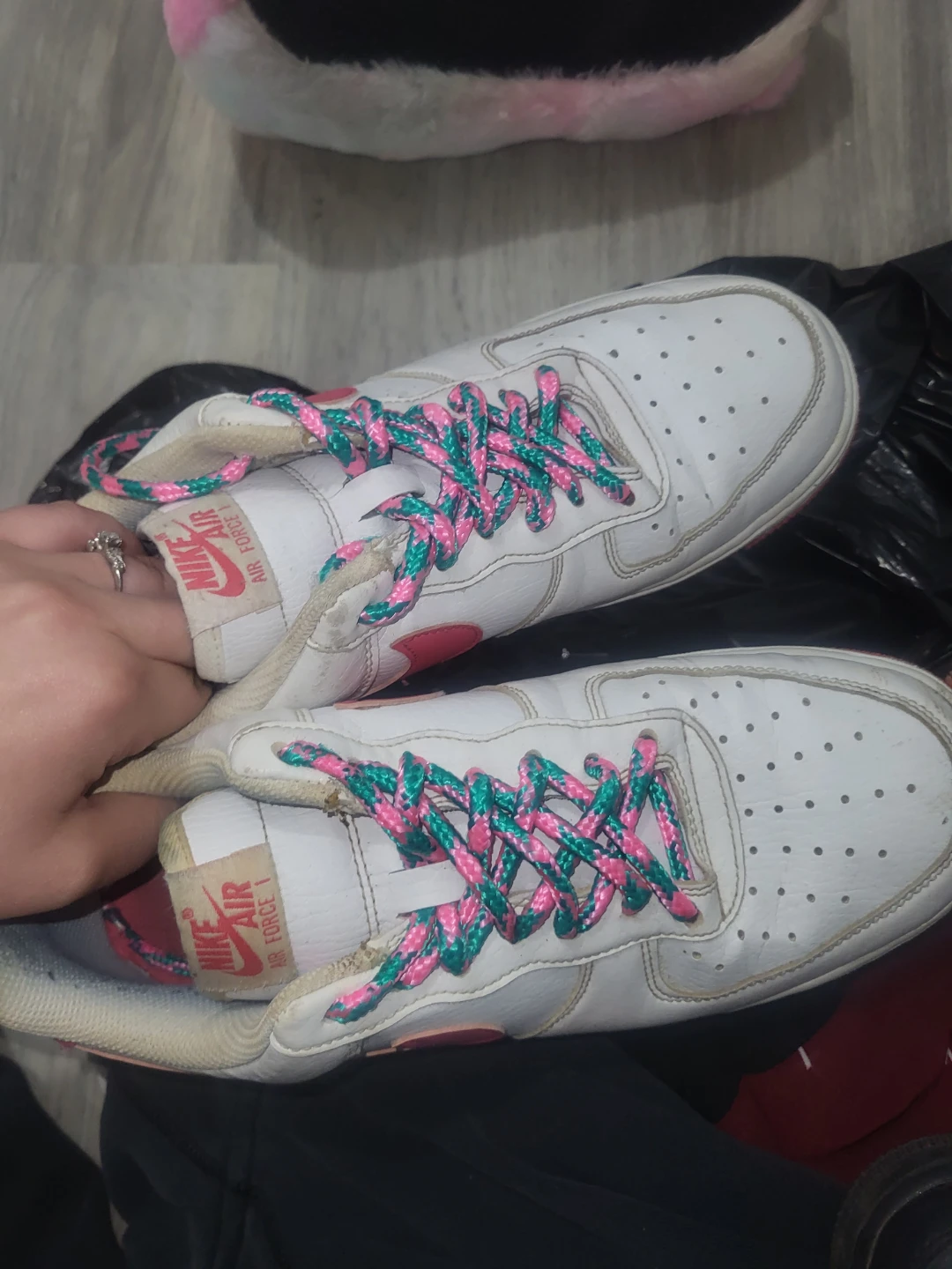 Nike Air Force 1 White Pink/Green Laces - photo 2