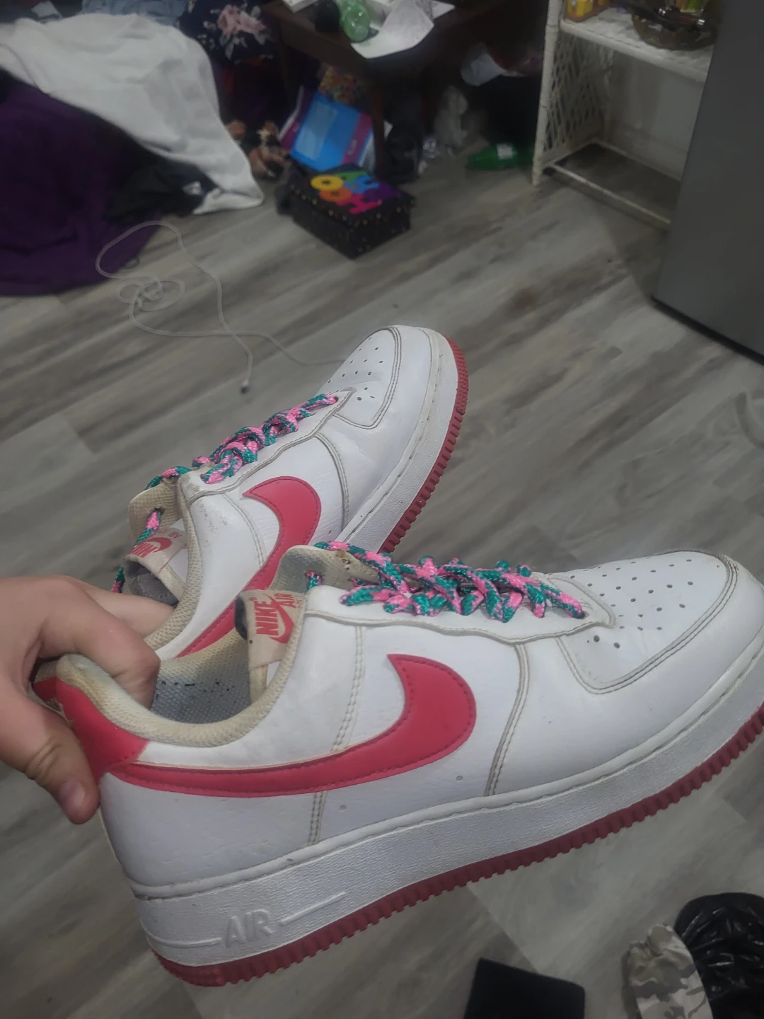 Nike Air Force 1 White Pink/Green Laces - photo 3