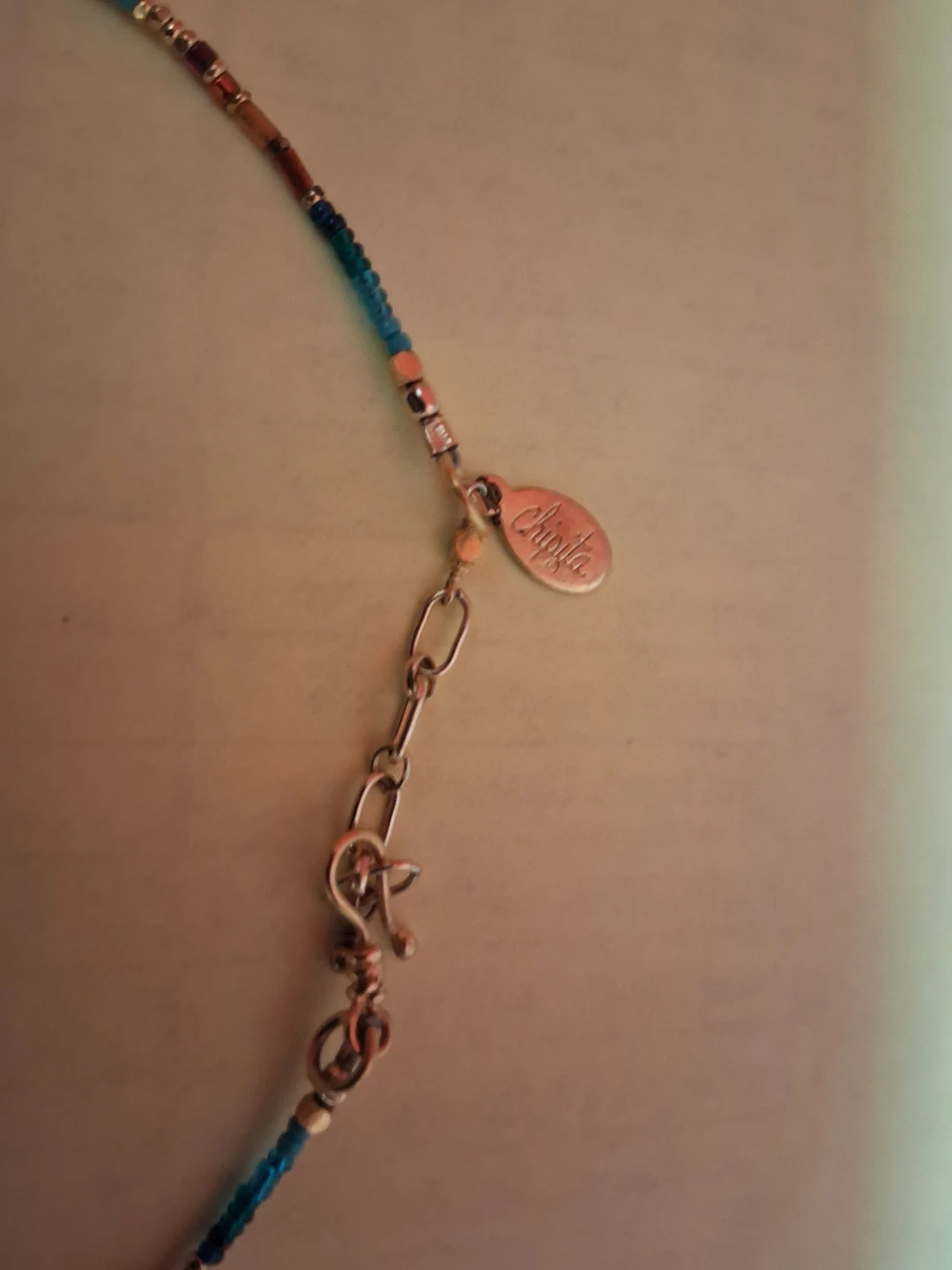 Chipita Beaded Necklace with Orange Stone