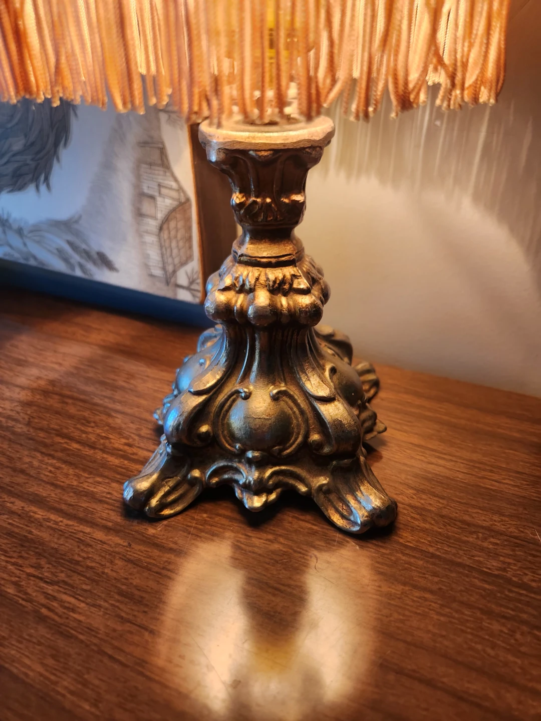 ANTIQUE Victorian revival micro Table Lamp with Fringe Detail - photo 3