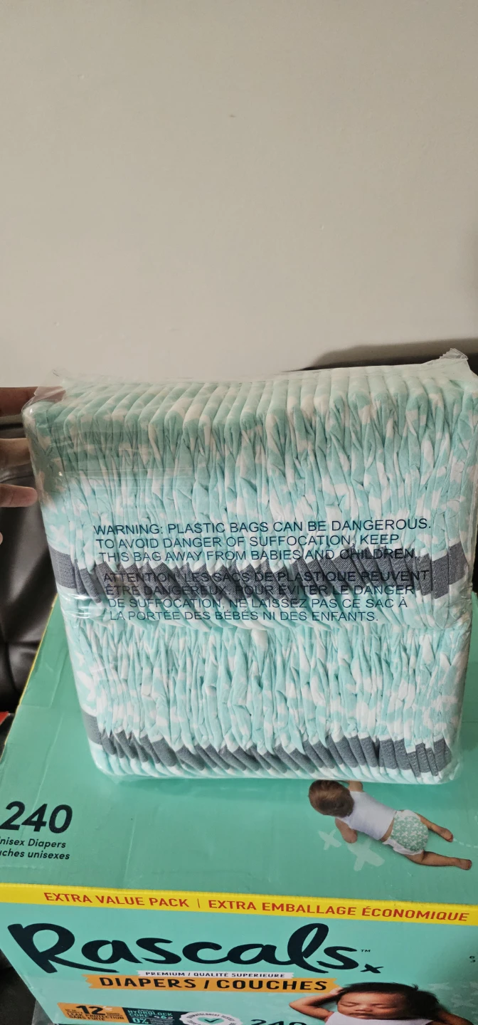 Rascals Premium Diapers - Size 1 (2 packs of 60, total 120)