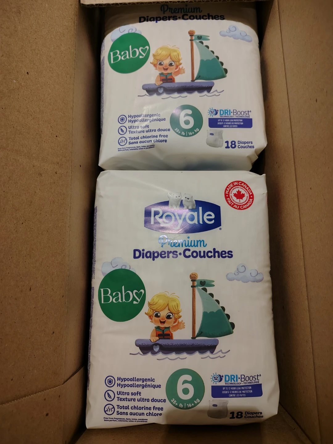 Royale Premium Diapers - Size 6 (4 x 18 ct)