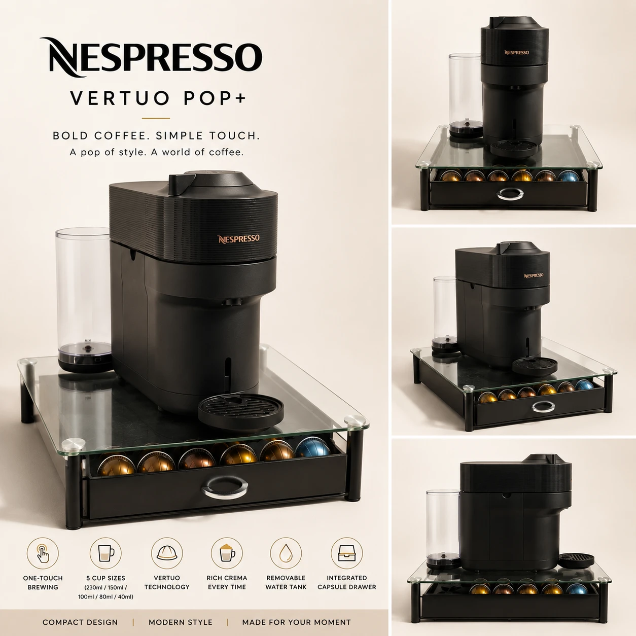 Nespresso Vertuo Pop+ (PLUS capsule storage drawer)