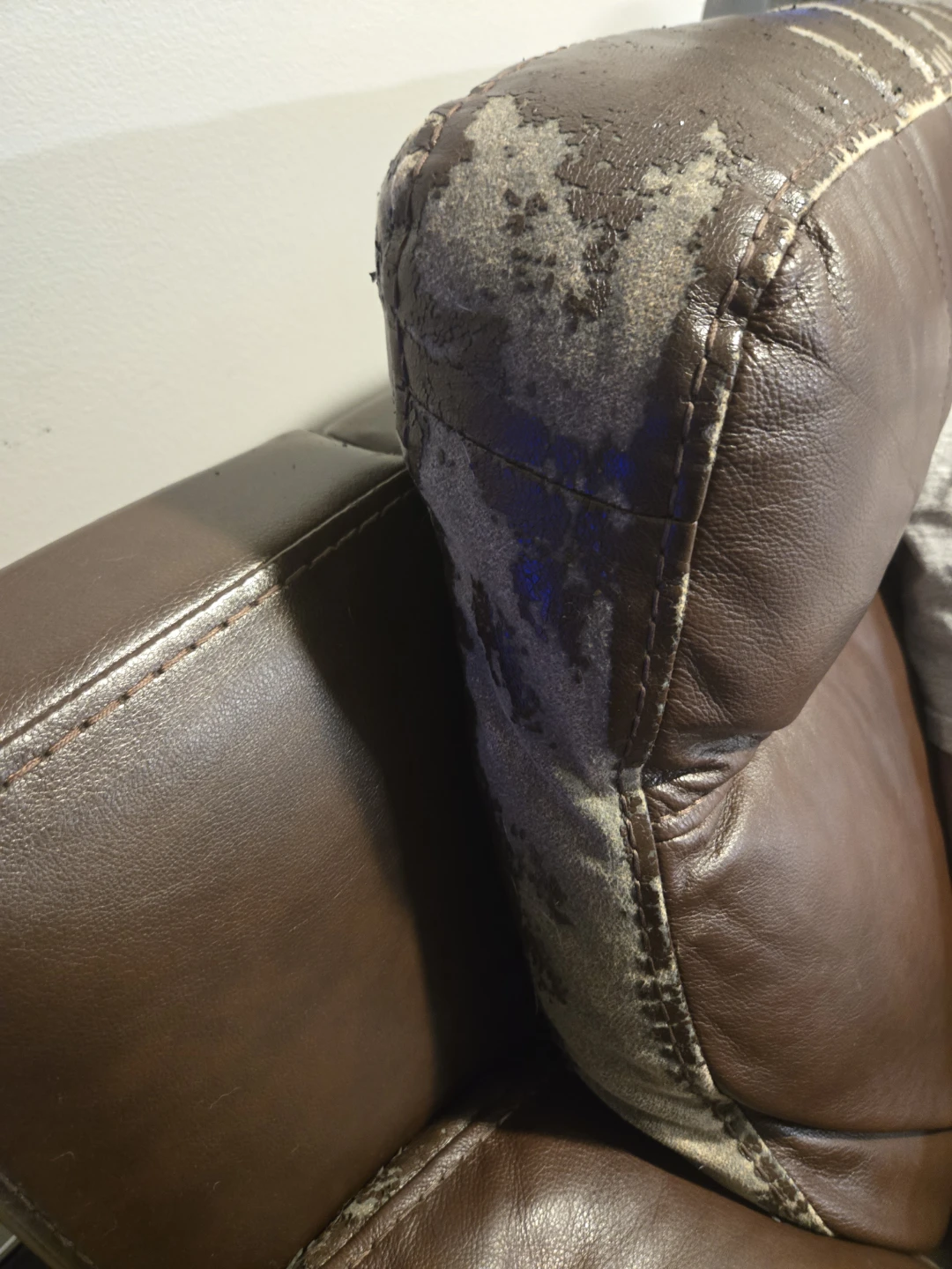 Brown Leather Loveseat Recliner - photo 3
