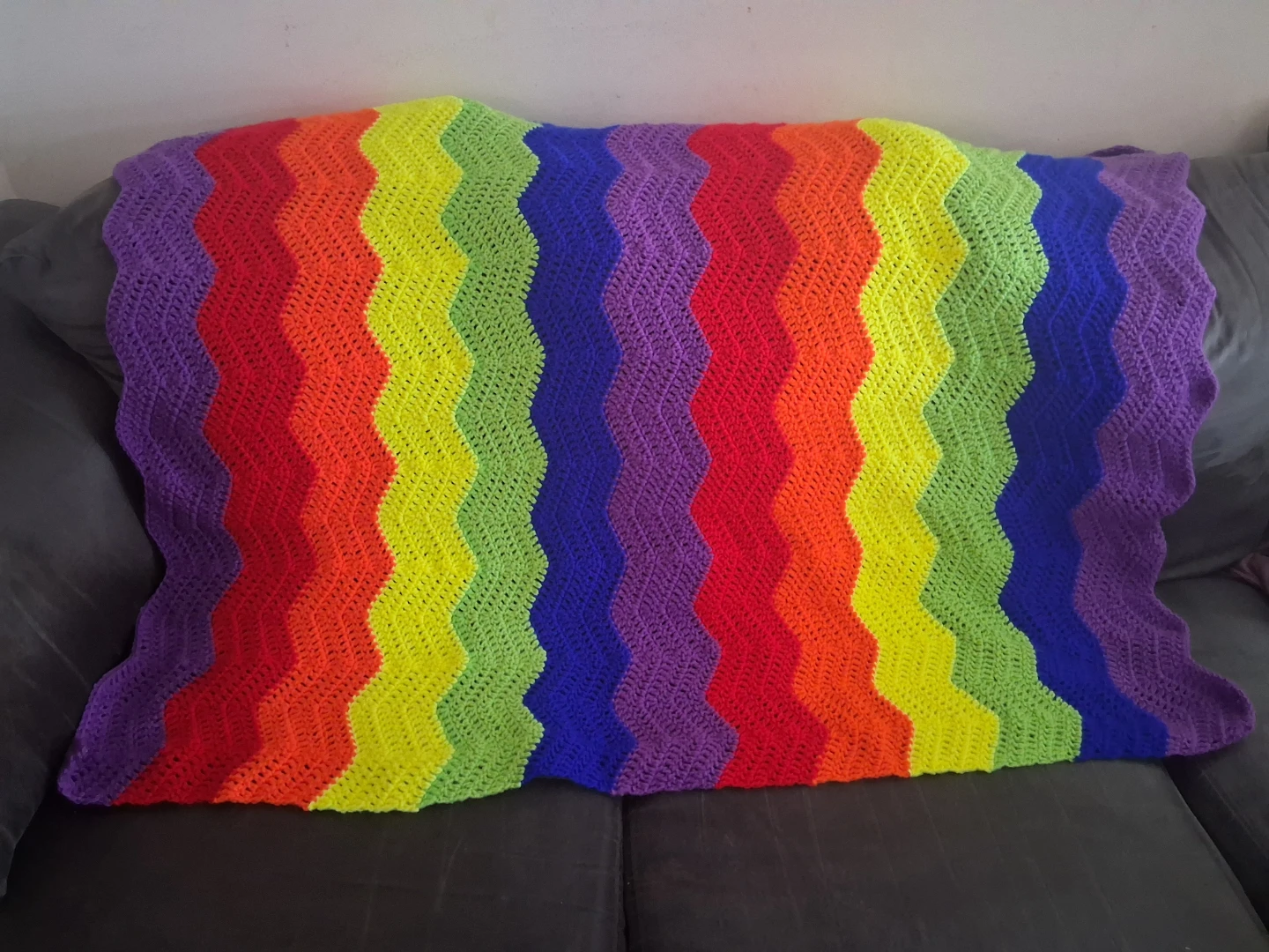 Handmade Rainbow Crochet Blanket - photo 4