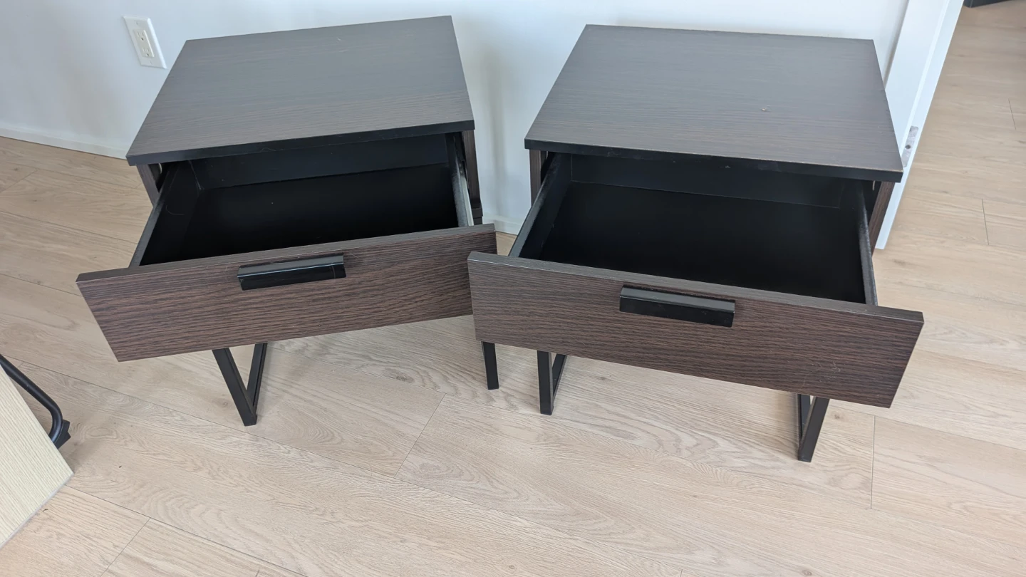 Pair of Dark Wood Nightstands with Drawer - photo 3