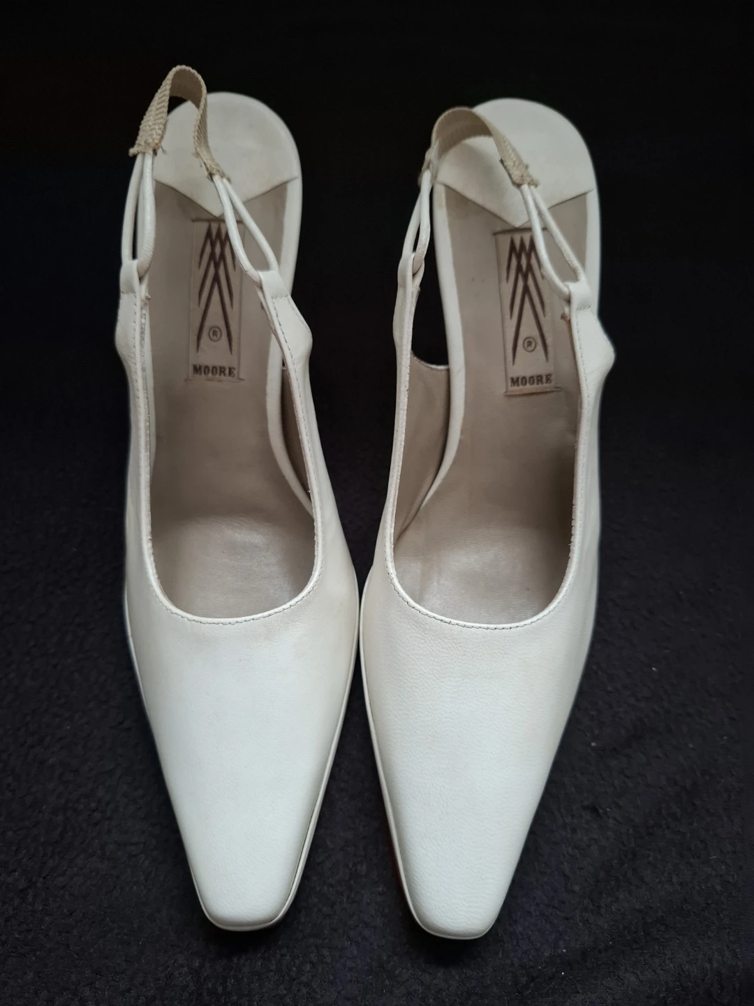 White Leather Slingback Heels Size 5