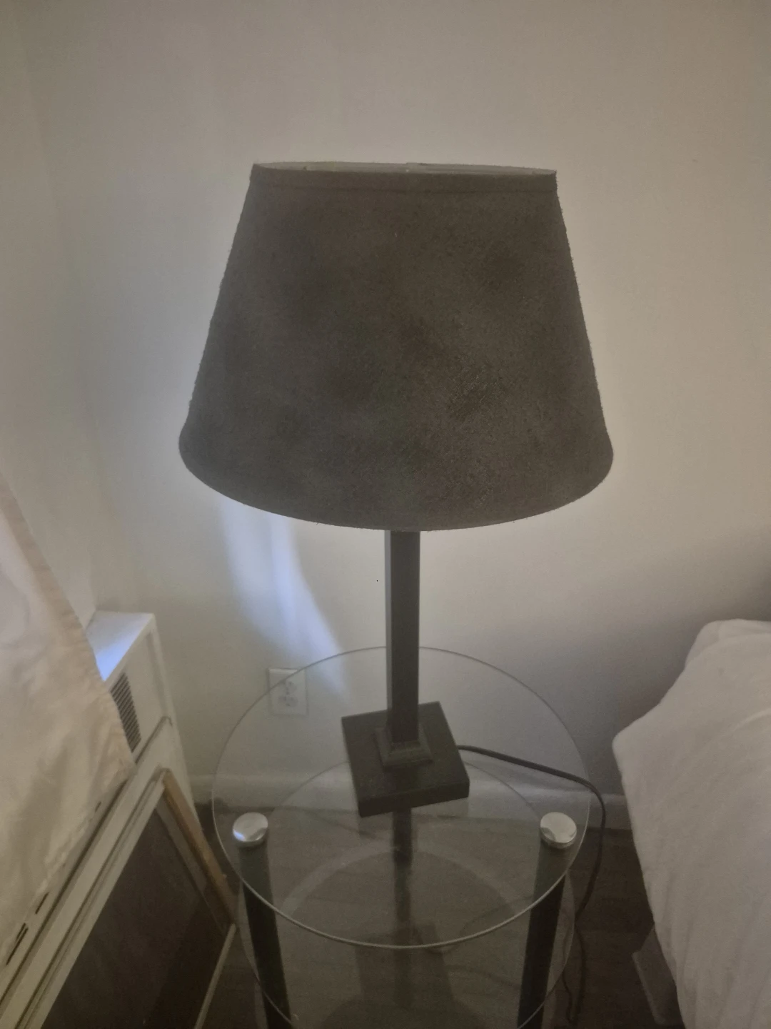 Dark Gray Table Lamp with Drum Shade
