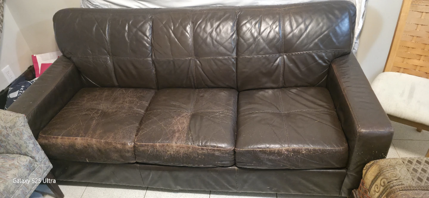 Brown Leather Sofa - photo 2