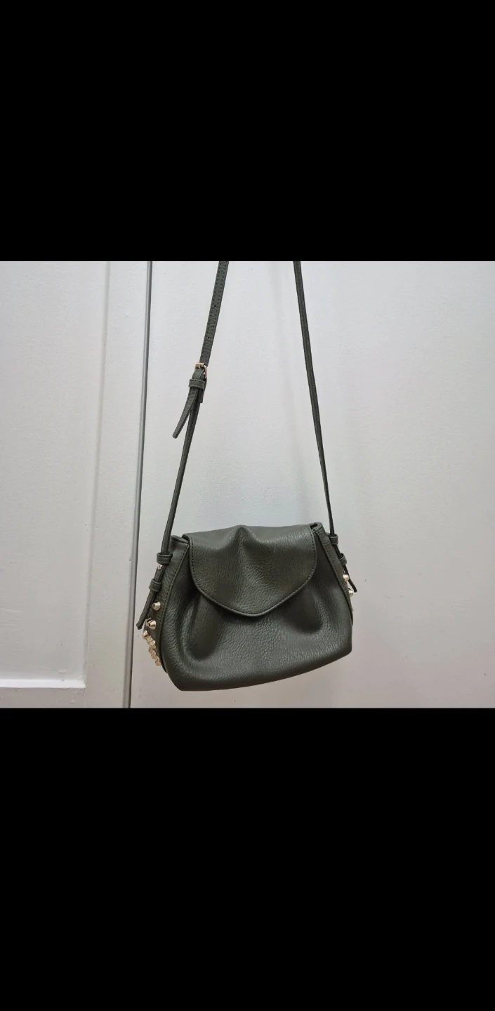Olive Green Crossbody Bag with Gold Studs