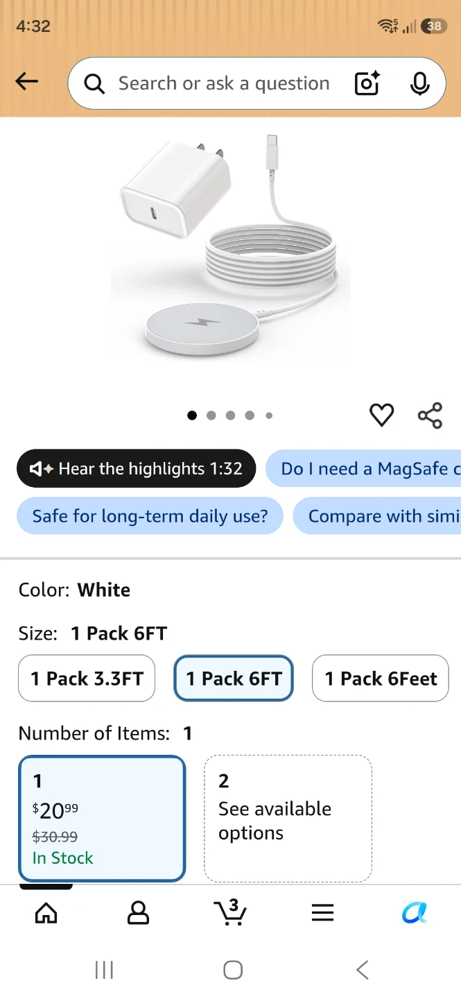 20W Wireless Charger with Cable and Plug Apple MFi Certified