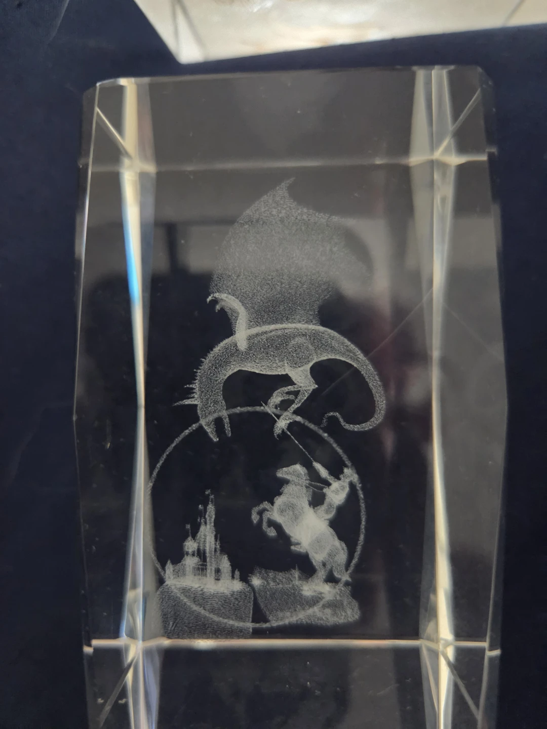 Crystal Etched Glass Paperweight