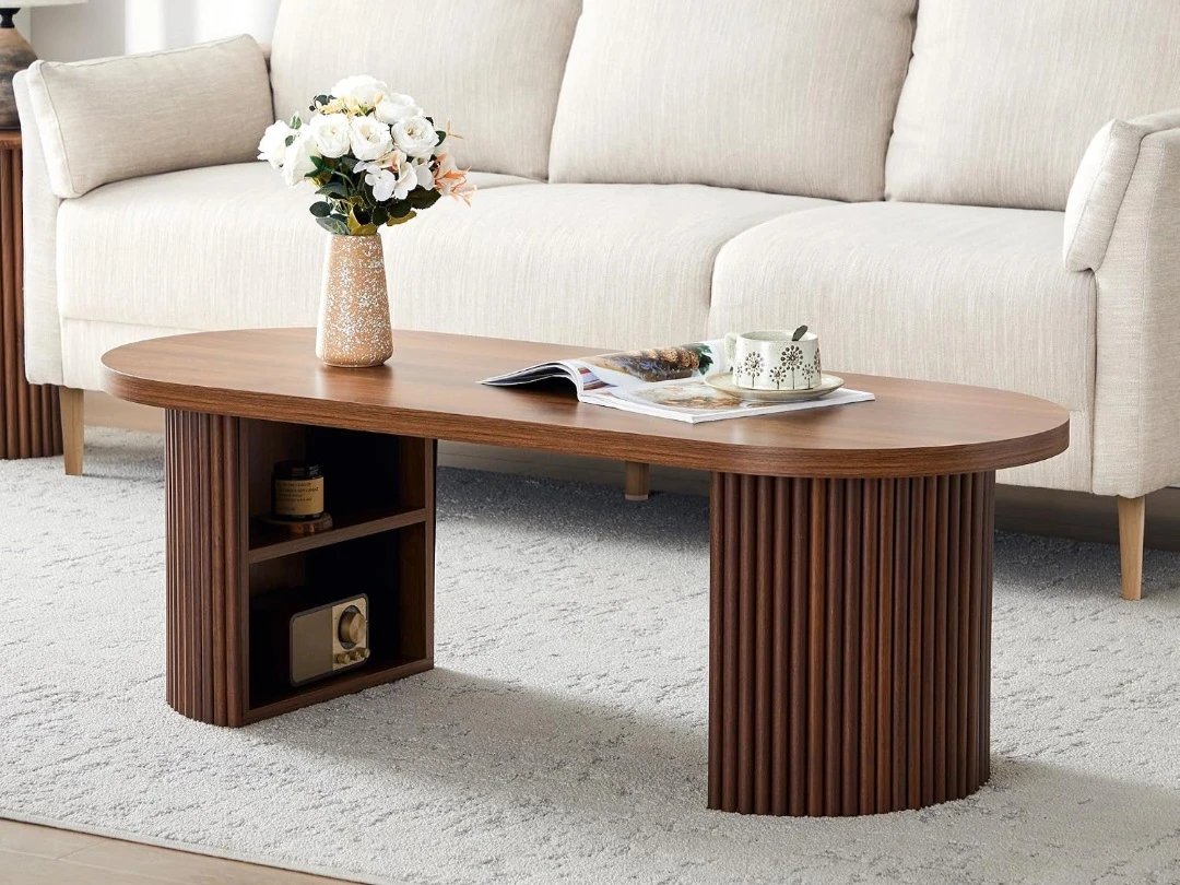 Oval Coffee Table with Storage Shelves ( brand new ) (unused)