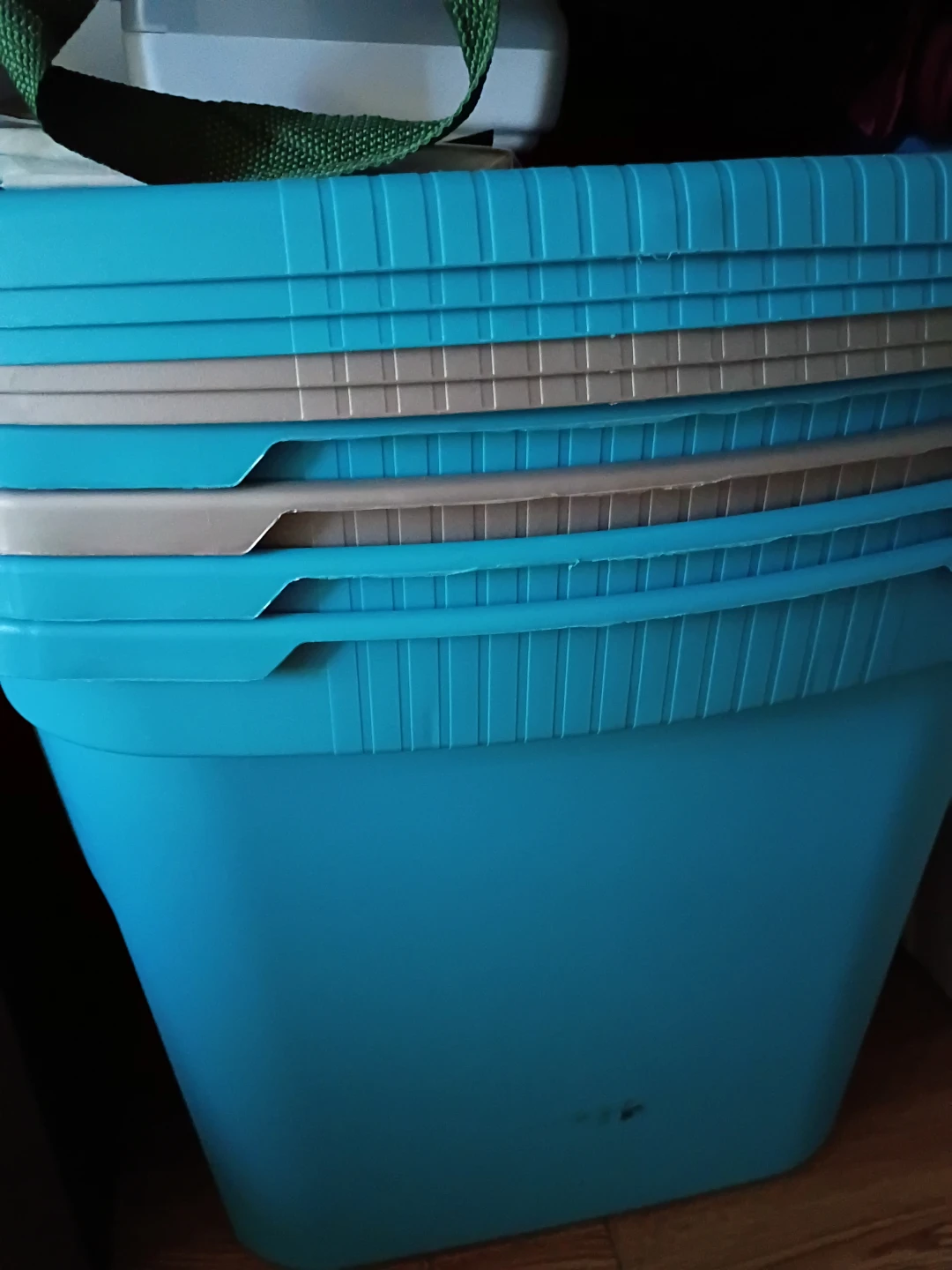 Stackable Blue Storage Bins with Lids