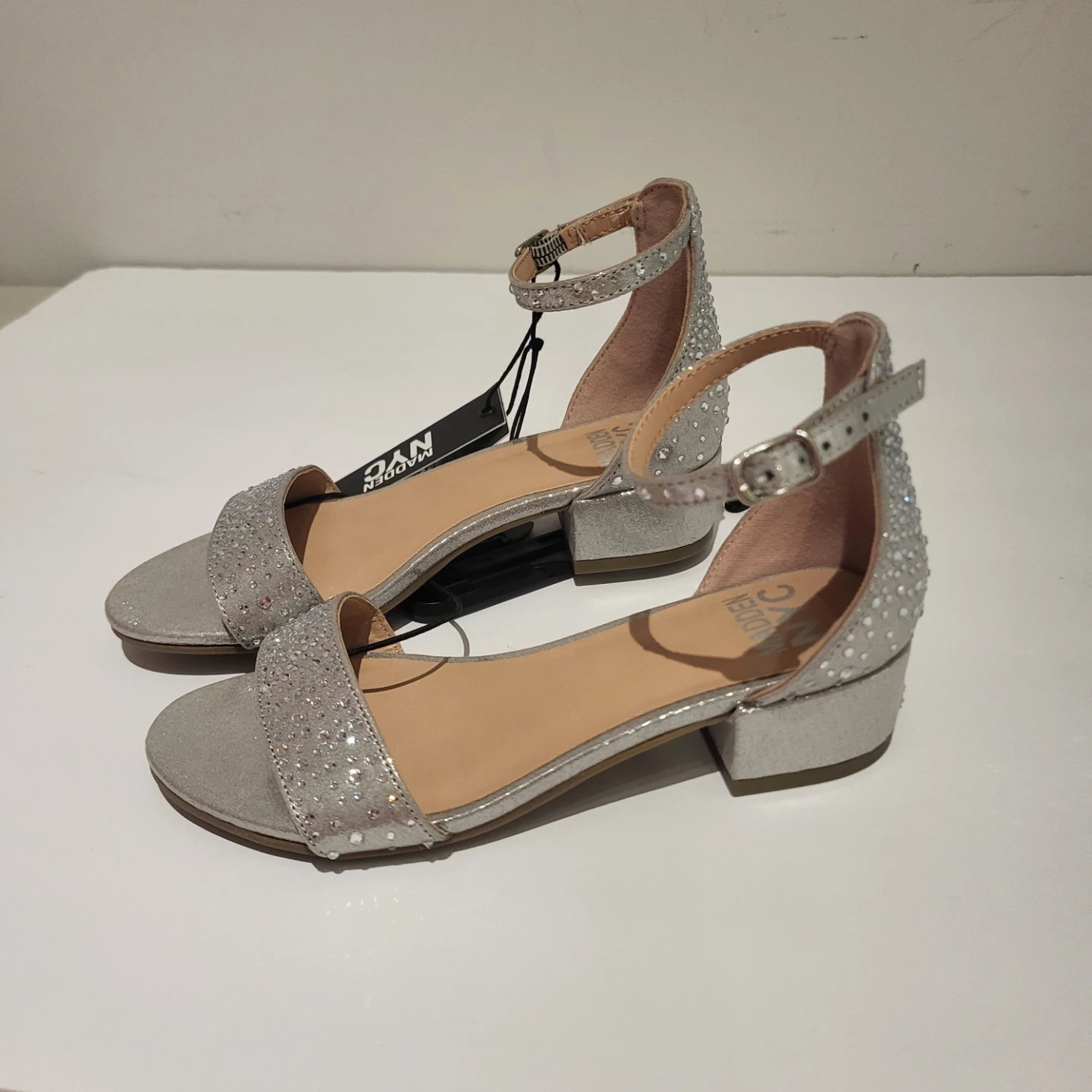 Madden NYC Silver Glitter Ankle Strap Heels - photo 2